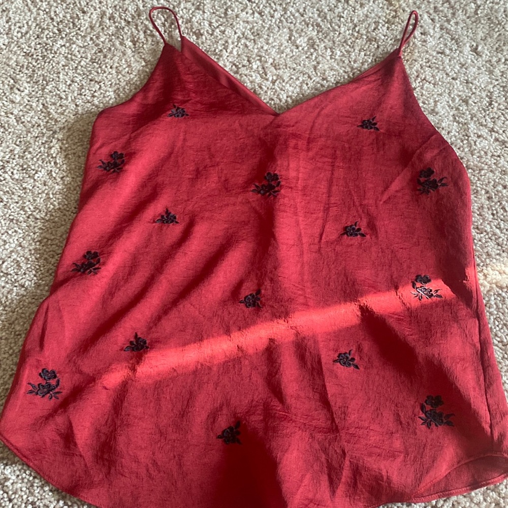 Express: Red tank top with black flowers